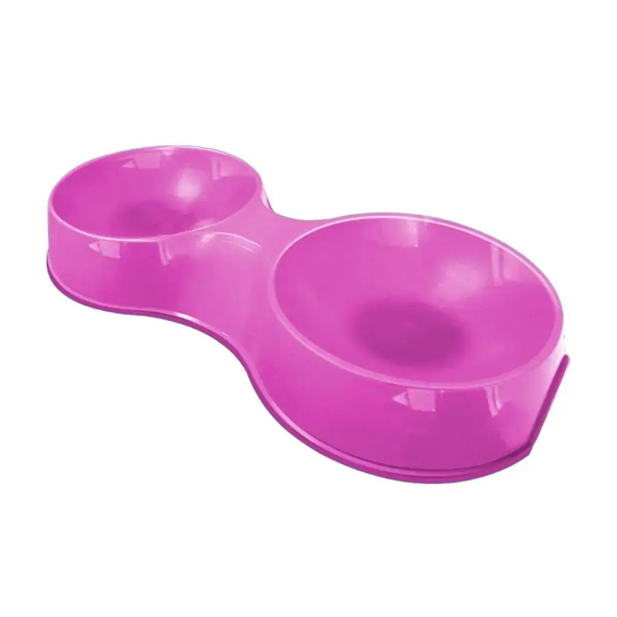 Comedouro Plástico Pop Gato Duplo Rosa Furacão Pet 190 Ml