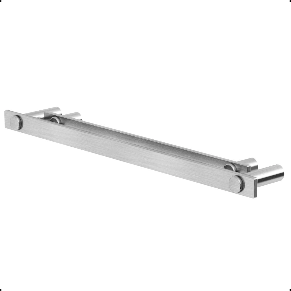 Porta Toalha Duplo Inox Barra 60cm Patmos Prata Escovado Acetinado