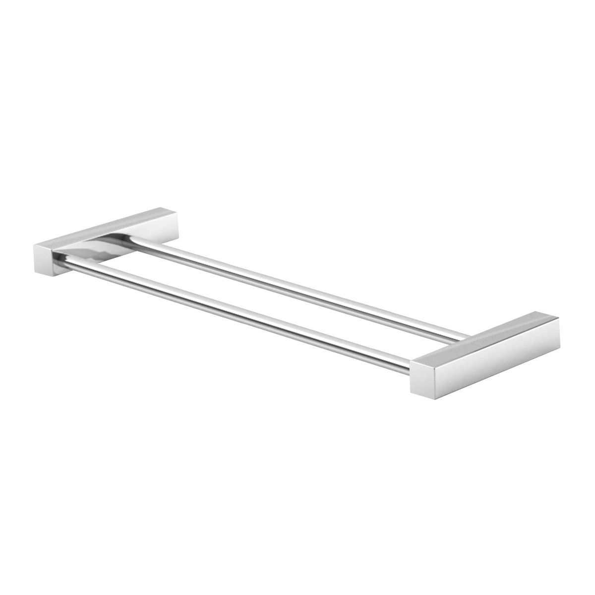Porta Toalha Duplo 30cm Troia Prata Alto Brilho Grego Metal