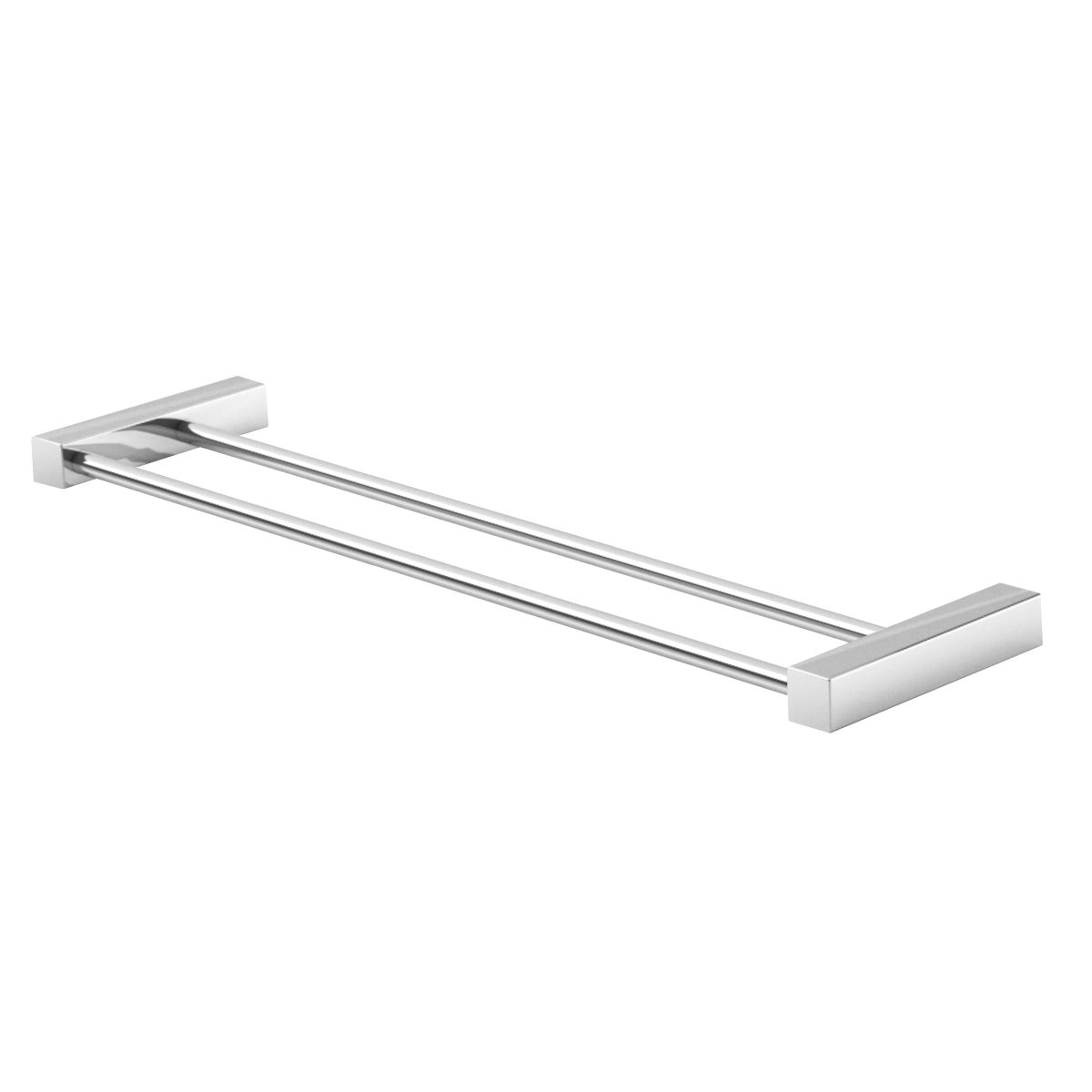 Porta Toalha Duplo 40cm Troia Prata Alto Brilho Grego Metal