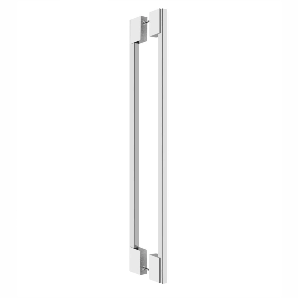 Puxador Duplo Para Porta 1,20 Metro Aço Inox Prata Alto Brilho Orfeu