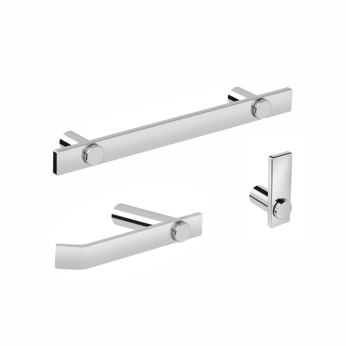 Kit De Acessórios Para Banheiro Aço Inox Escovado Patmos