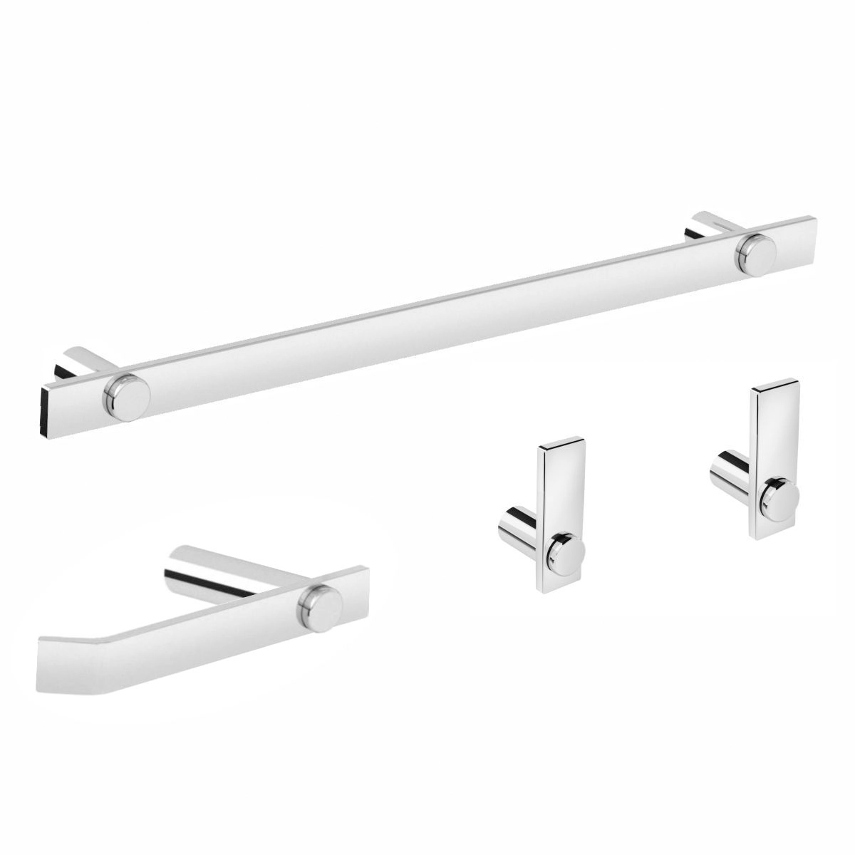 Kit De Acessórios Para Banheiro Aço Inox Alto Brilho Patmos