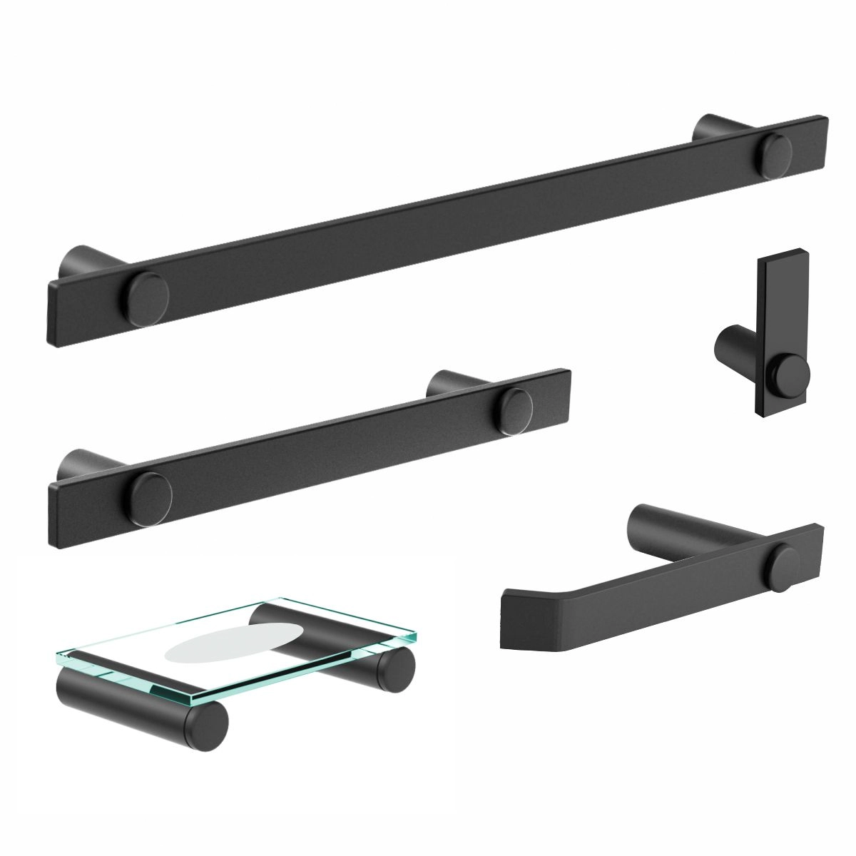Kit De Acessórios Para Banheiro Aço Inox Preto Fosco Patmos