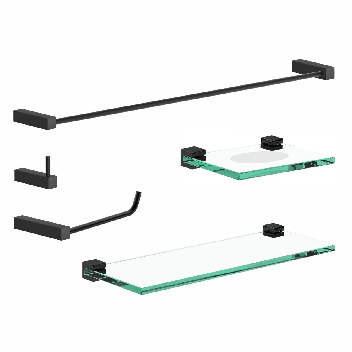 Kit Acessórios Para Banheiro Preto Fosco 5 Peças Troia