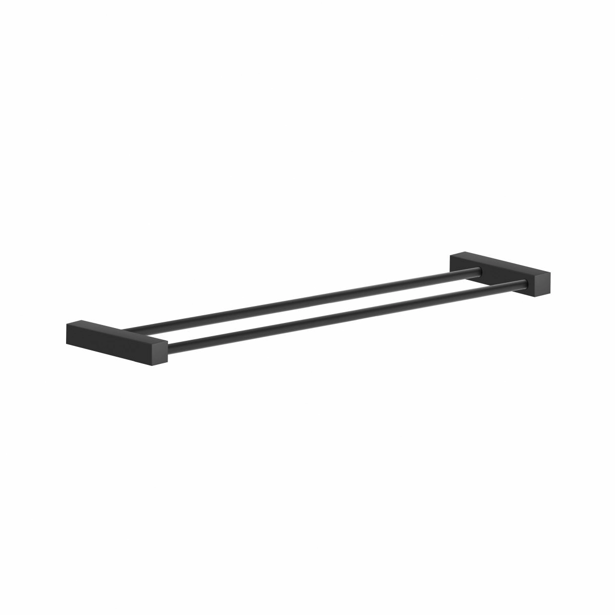 Porta Toalhas Duplo 40cm Para Banheiro Metal Preto Fosco Troia