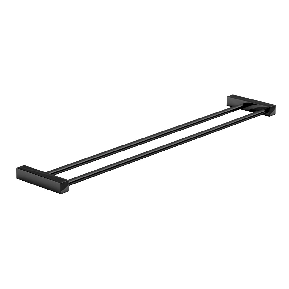Porta Toalha Duplo 70cm Troia Metal Preto Fosco Grego