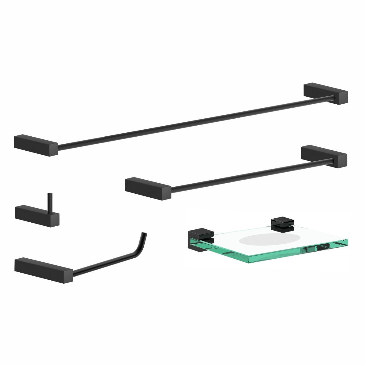 Kit De Acessórios Para Banheiro Preto Fosco 5 Peças 2080 Troia