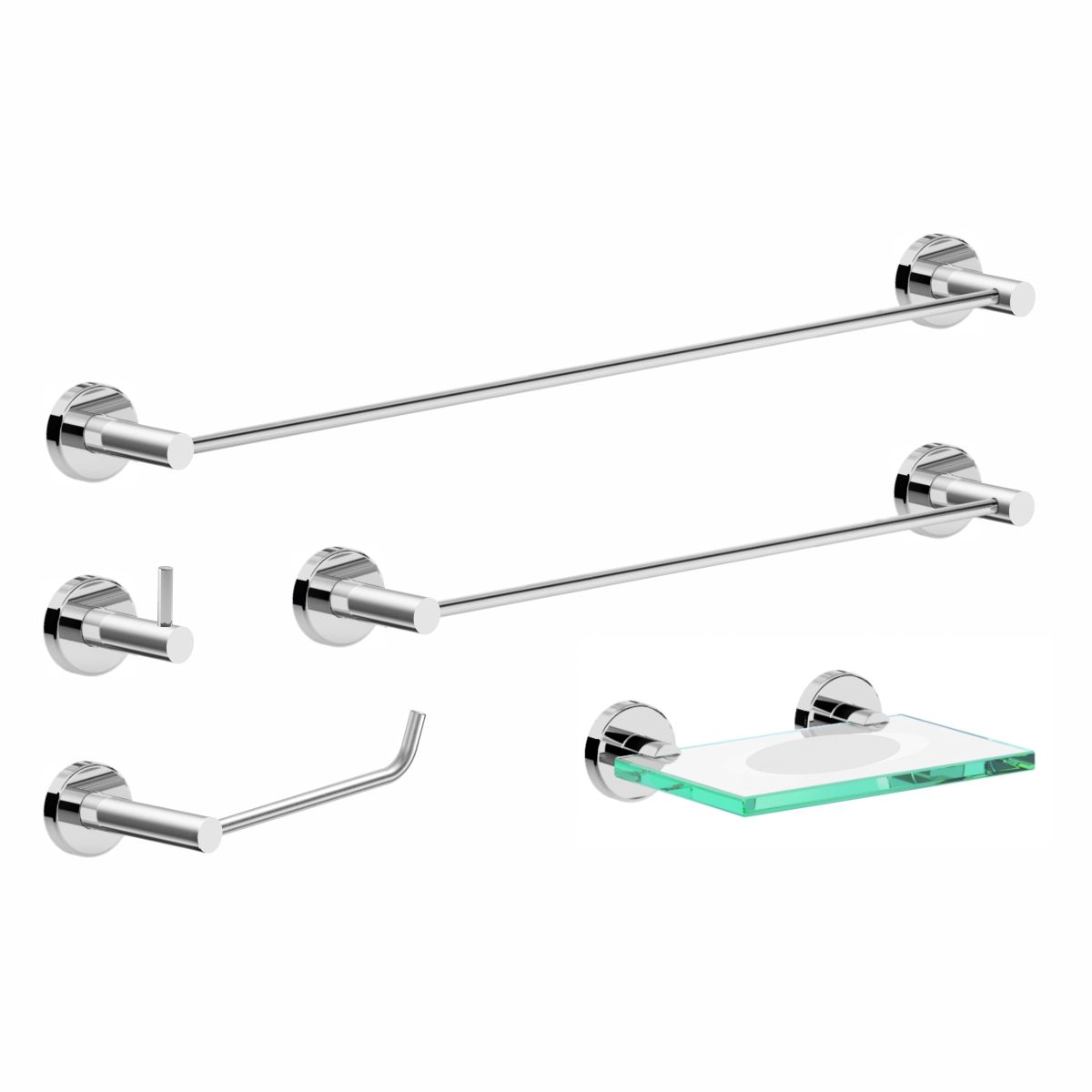 Kit Acessórios Para Banheiro 5 Peças Alto Brilho Atenas