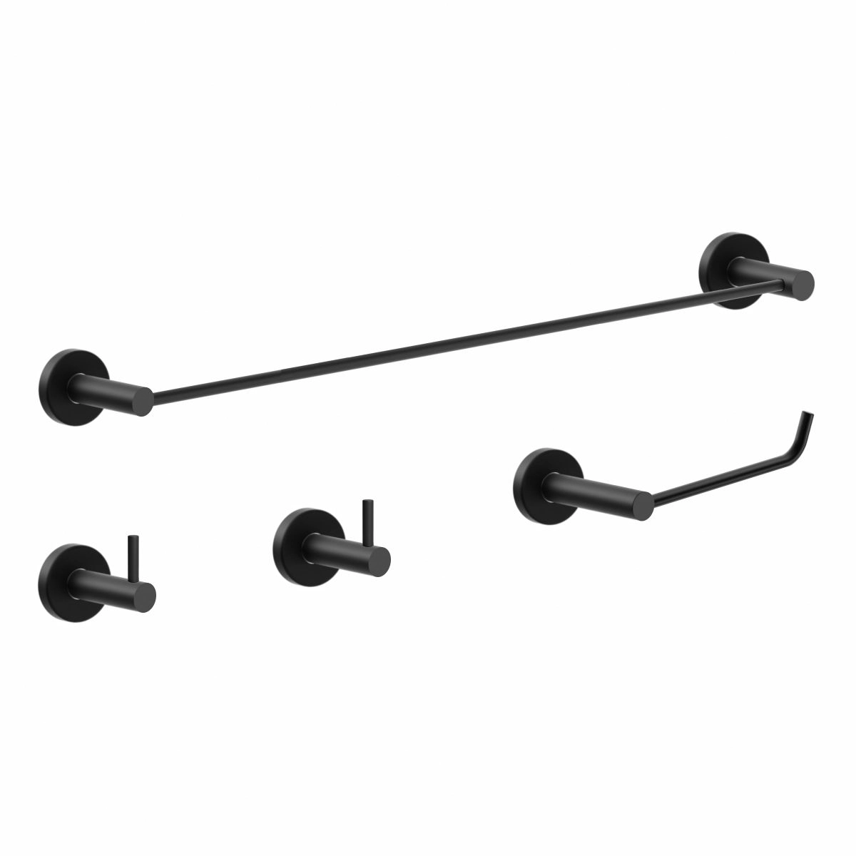Kit De Acessórios Para Banheiro 4 Peças Preto Fosco Atenas