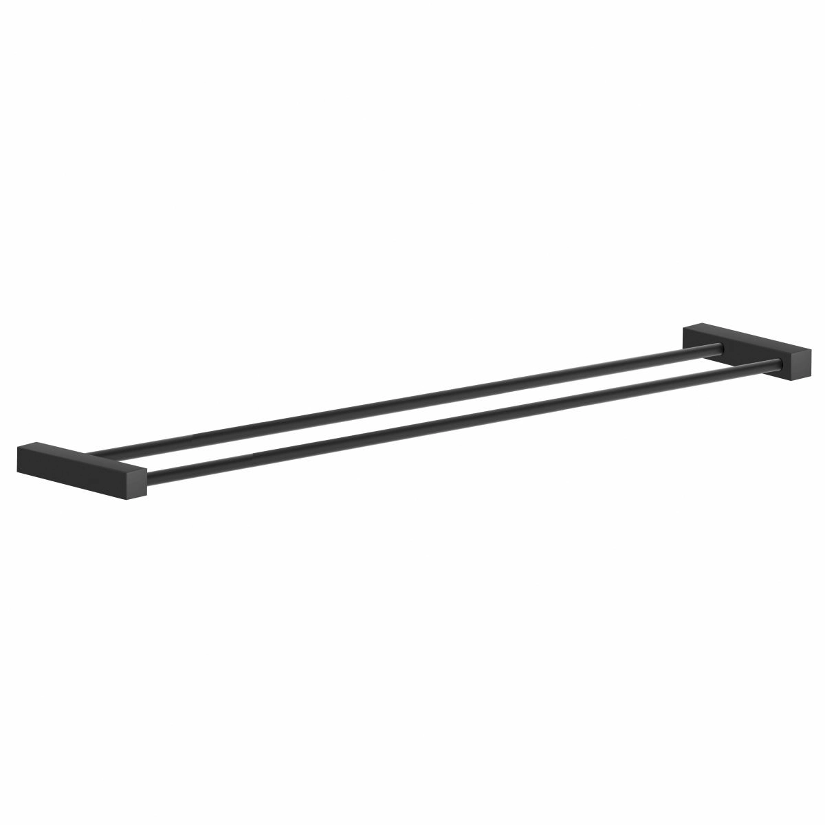 Porta Toalhas Duplo 50cm Para Banheiro Metal Preto Fosco Troia