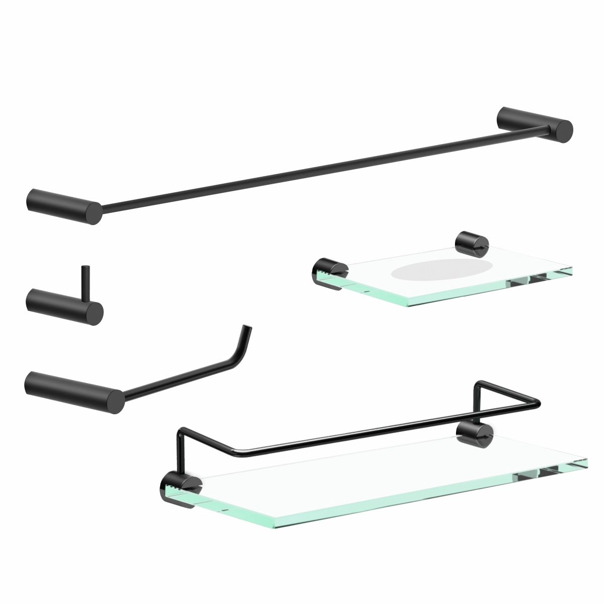 Kit Acessórios De Banheiro Metal Preto Fosco 2100OR Orion