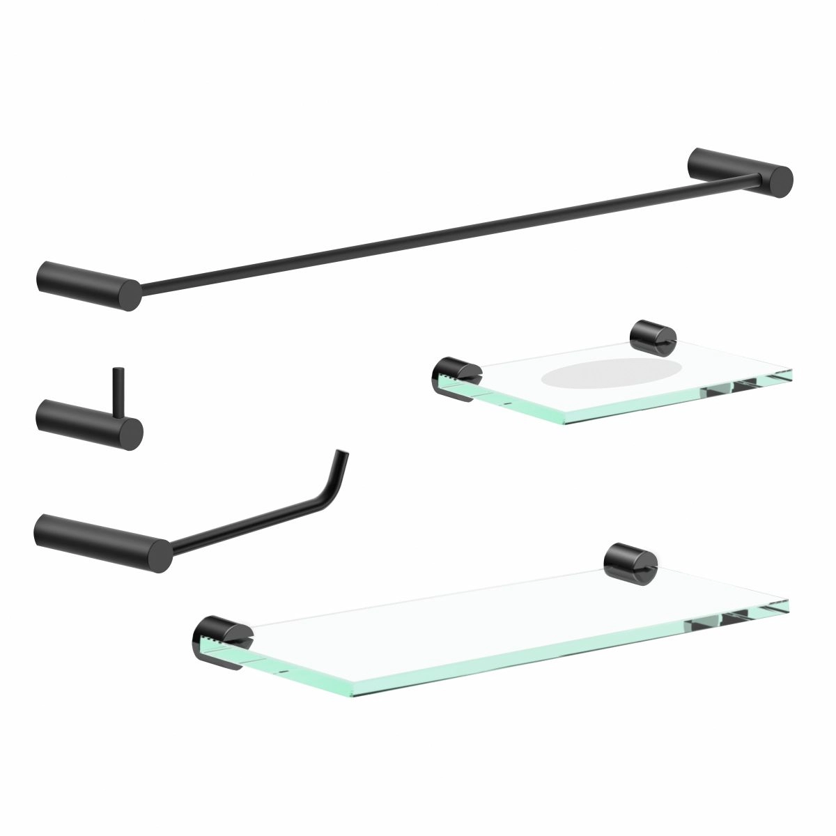 Kit Acessórios De Banheiro Metal Preto Fosco 2110OR Orion