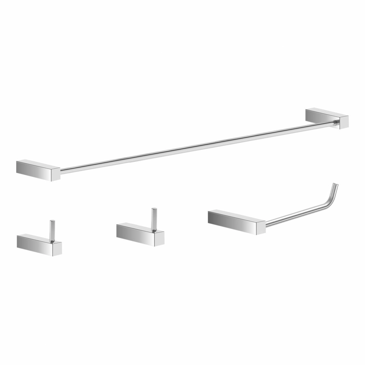Kit De Acessórios Para Banheiro 4 Peças Metal Alto Brilho Troia