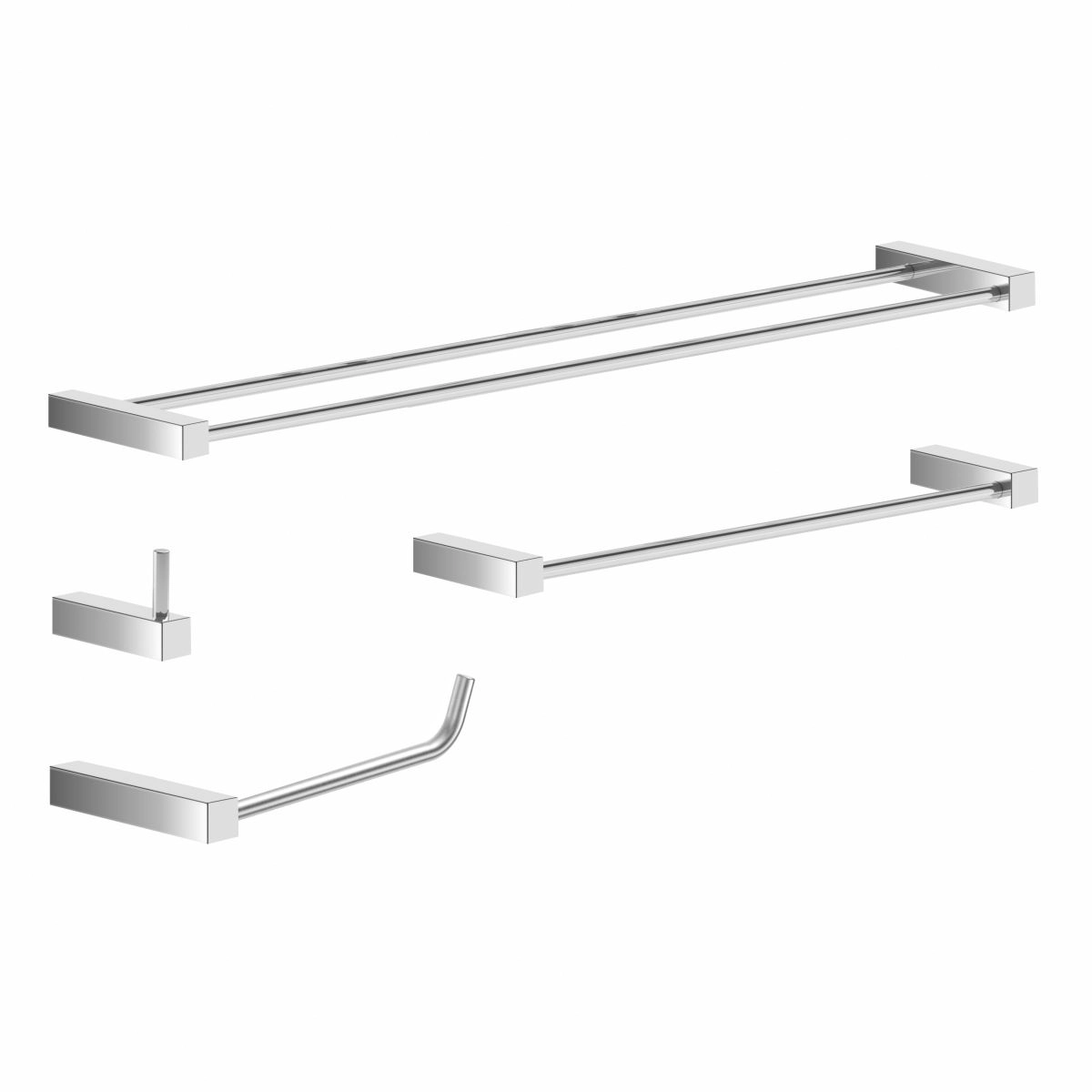 Kit De Acessórios Para Banheiro 4 Peças Metal Alto Brilho Troia