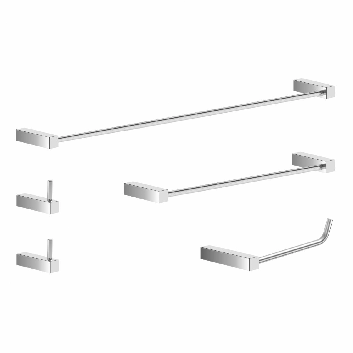 Kit De Acessórios Para Banheiro 5 Peças Metal Alto Brilho Troia