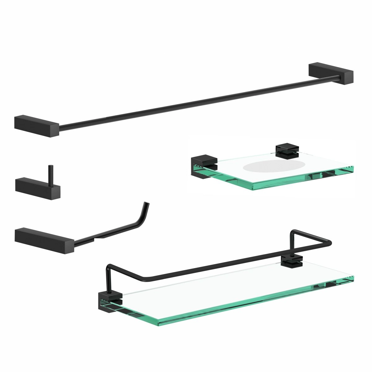 Kit De Acessórios Para Banheiro Metal Preto Fosco 2100TR Troia