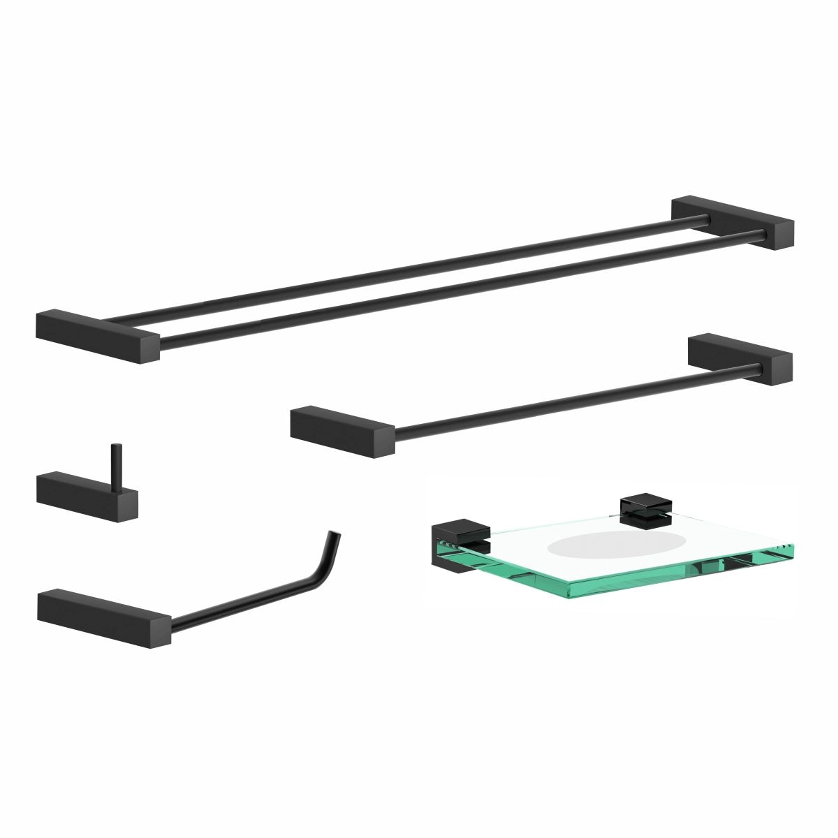Acessórios Kit para Banheiro Preto Fosco Duplo 5 Peças 2090 Troia