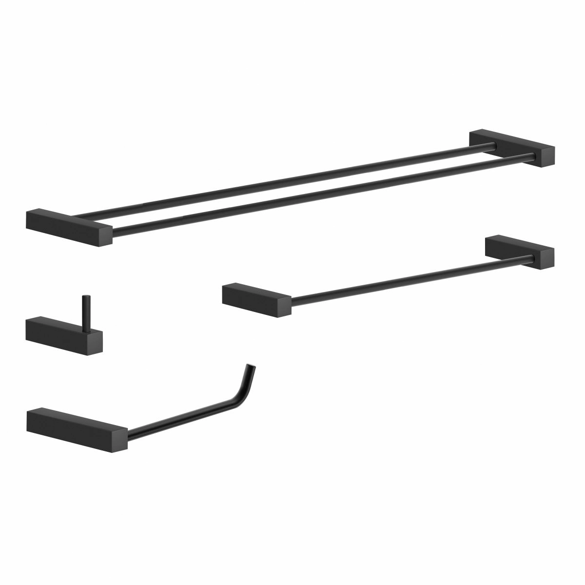Kit De Acessórios Para Banheiro 4 Peças Metal Preto Fosco Troia