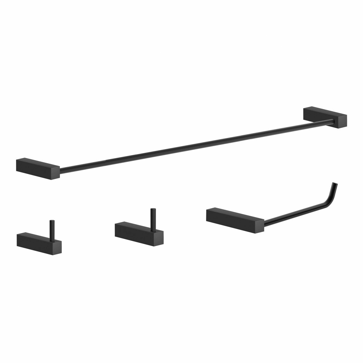 Kit de Acessórios Para Banheiro Preto Fosco 4 Peças 2050tr Grego Metal