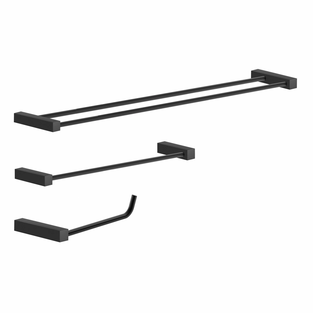 Kit De Acessórios Para Banheiro 3 Peças Metal Preto Fosco Troia