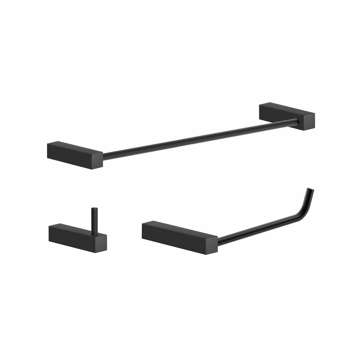 Kit De Acessórios Para Banheiro Lavabo Metal Preto Fosco Troia