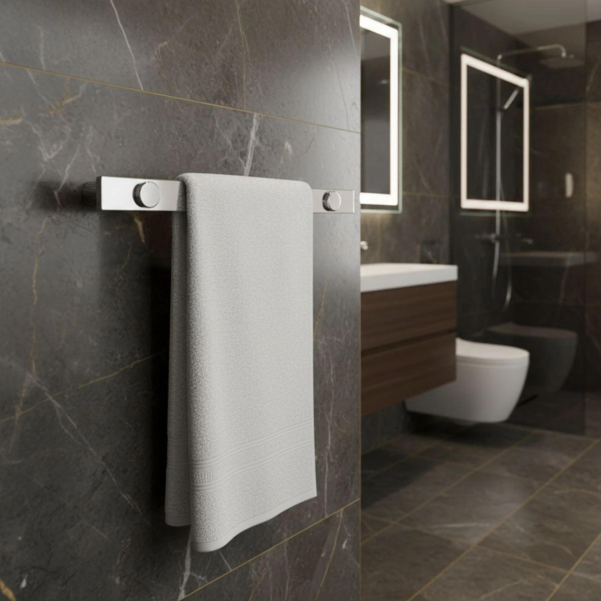 Porta Toalha 35cm Aço Inox Escovado Patmos