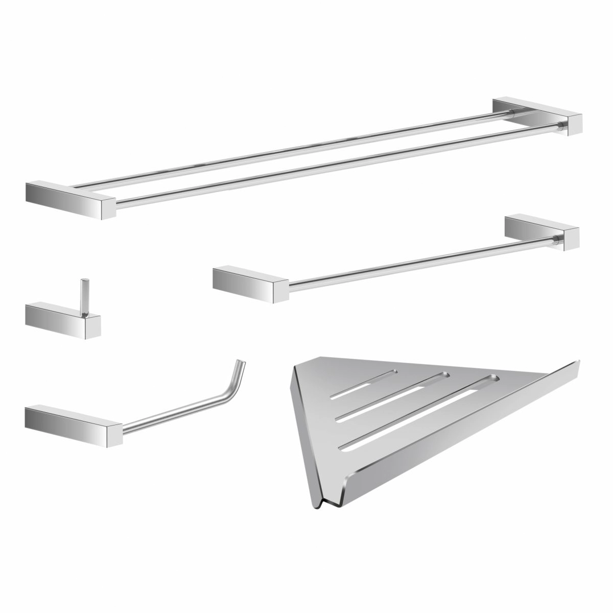 Kit De Acessórios Para Banheiro 5 Peças Metal Alto Brilho Troia