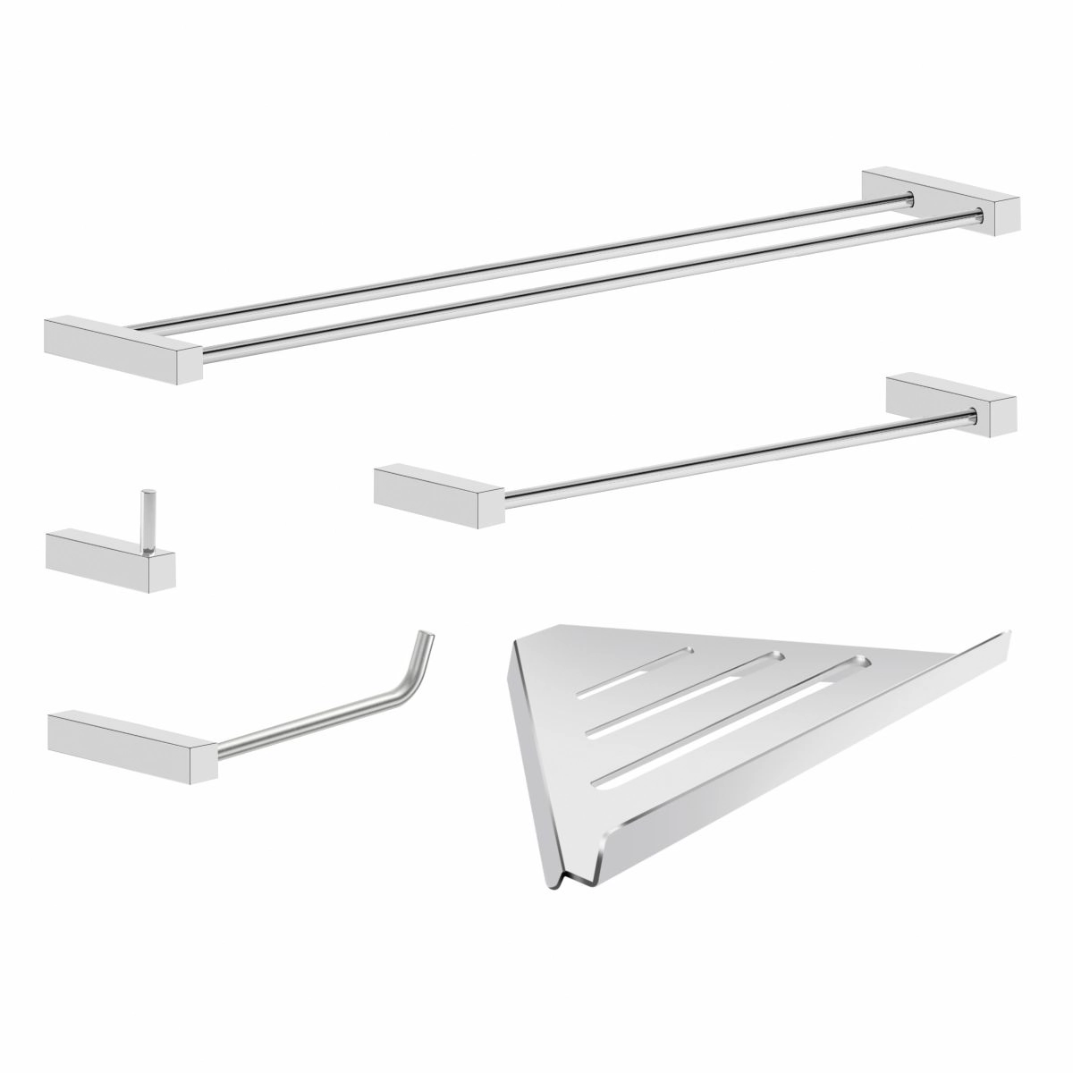 Kit De Acessórios Para Banheiro 5 Peças Metal Escovado Troia