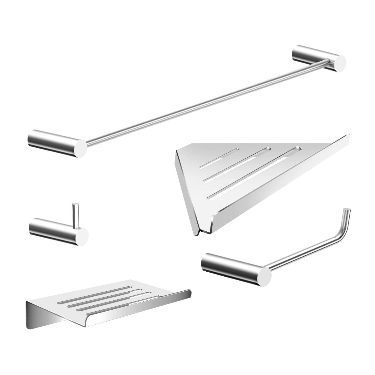 Kit Acessórios De Banheiro 5 Peças Metal Alto Brilho 2102OR Orion