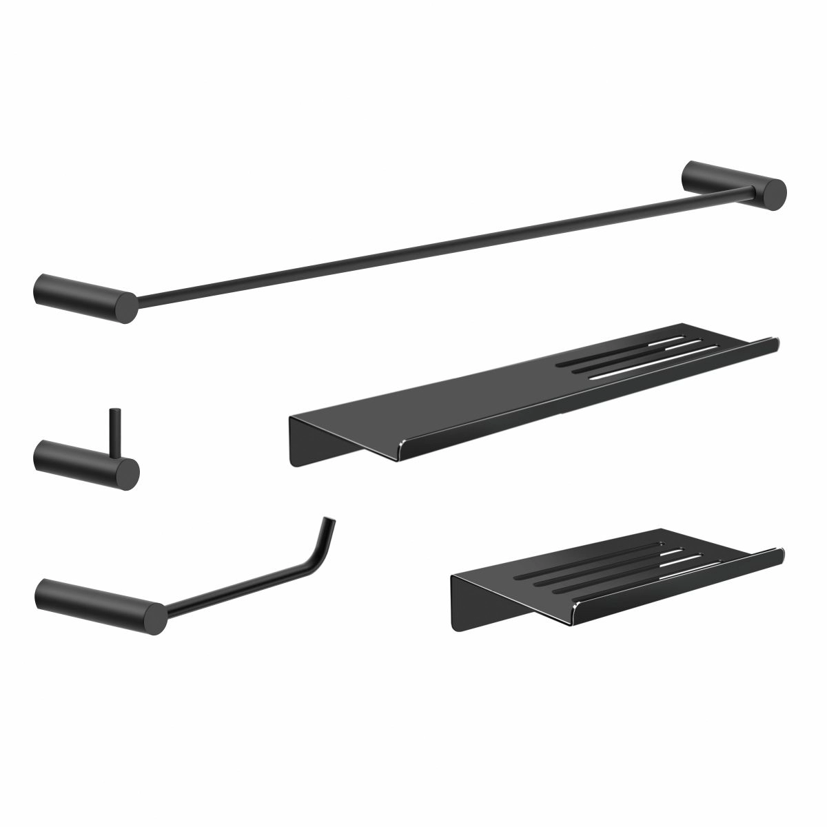 Kit Acessórios De Banheiro 5 Peças Metal Preto Fosco 2101OR Orion