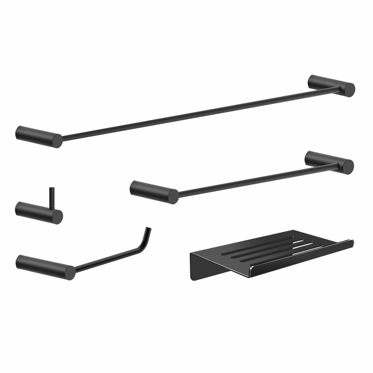 Kit Acessórios De Banheiro 5 Peças Metal Preto Fosco 2180OR Orion
