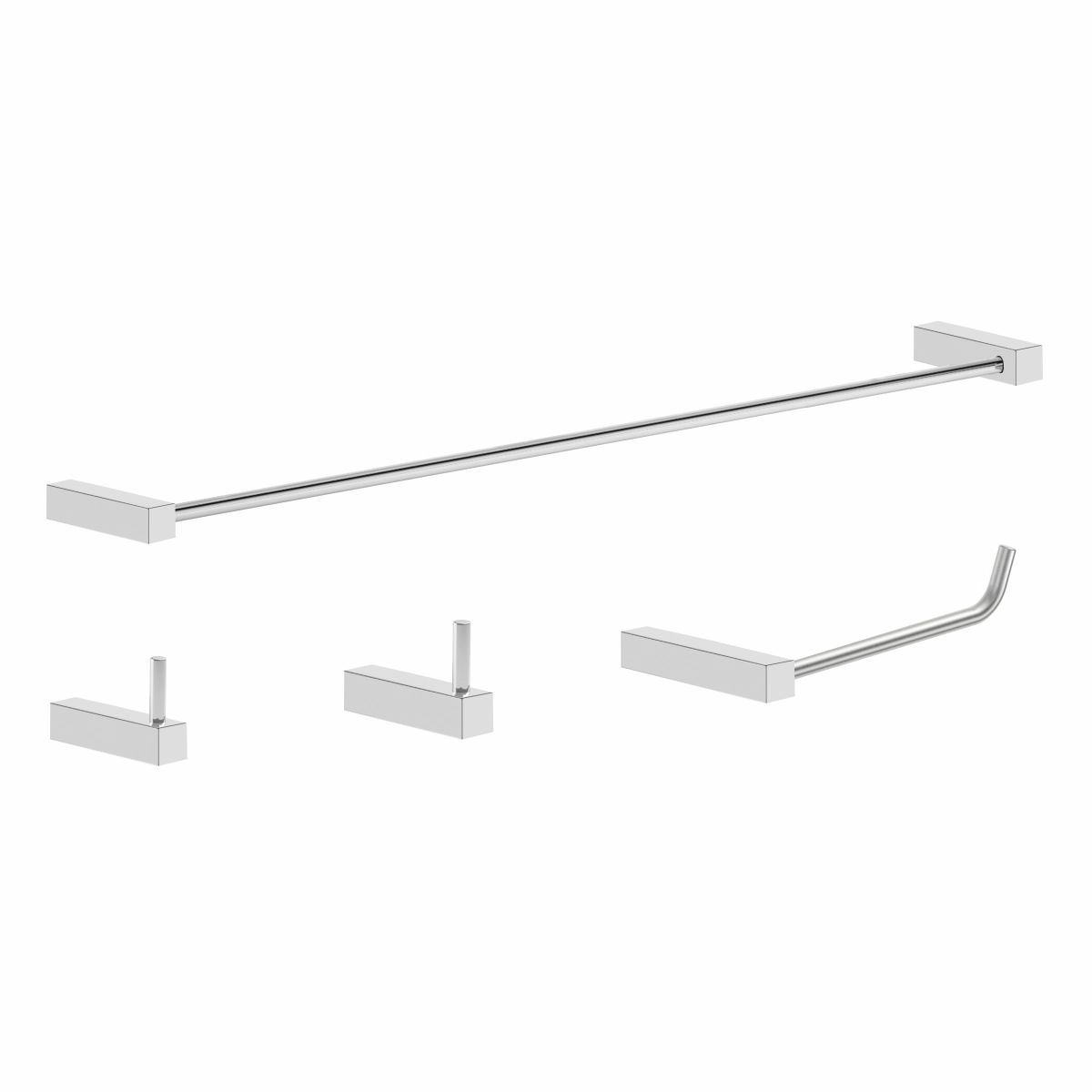 Kit De Acessórios Para Banheiro 4 Peças Metal Escovado Troia