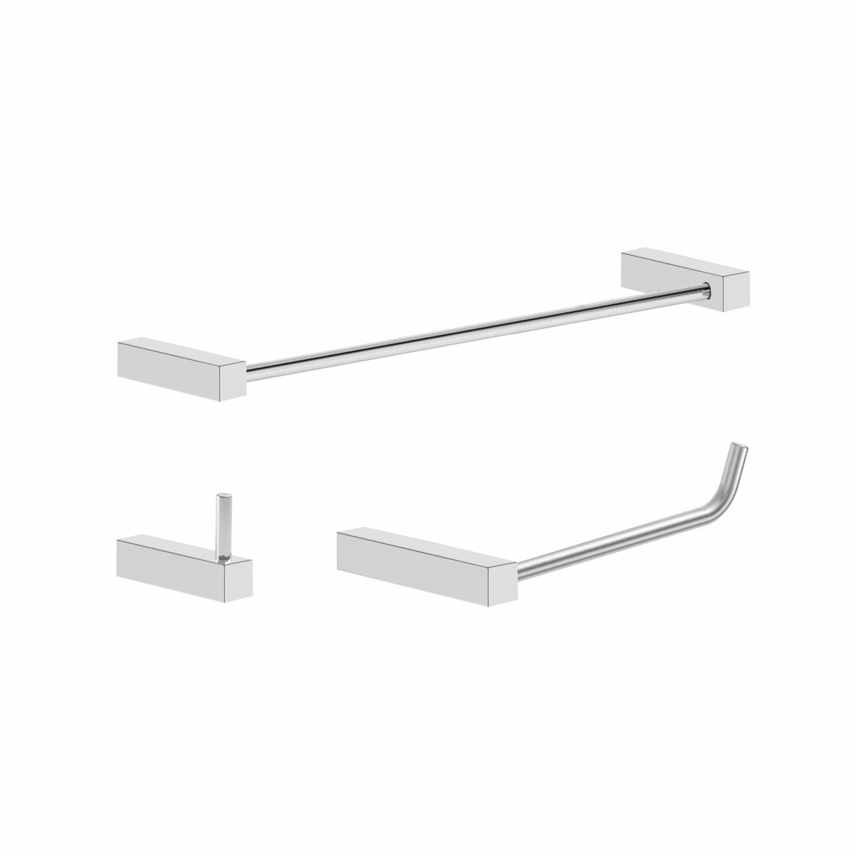 Kit De Acessórios Para Banheiro Lavabo Metal Escovado Troia