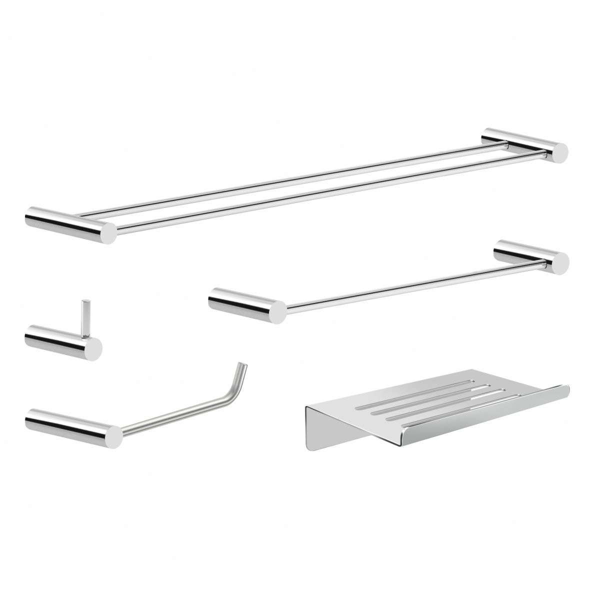 Kit Acessórios Para Banheiro 5 Peças Metal Escovado 2190OR Orion