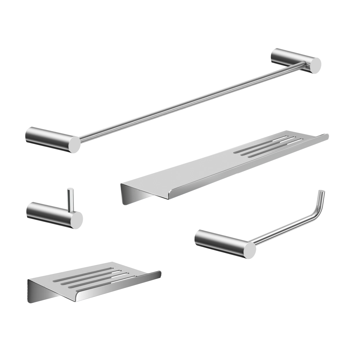 Kit Acessórios Para Banheiro 5 Peças Metal Escovado 2101OR Orion