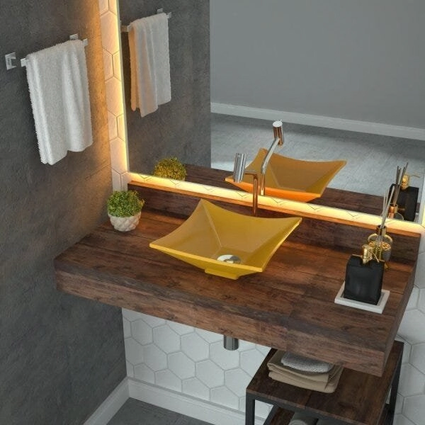 Kit Cuba L30 Com Válvula Click 1"b + Sifão Cromado E Flexível Amarelo