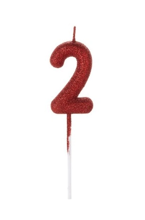 Vela Glitter Vermelho N2 20x8cm Silver Plastic