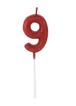 Vela Glitter Vermelho N9 20x8cm Silver Plastic
