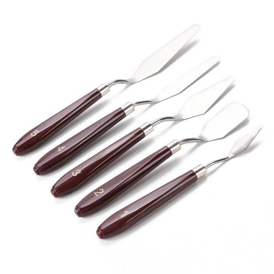 Kit Espatulas Inox P/pintura Artistica C/5 Silver