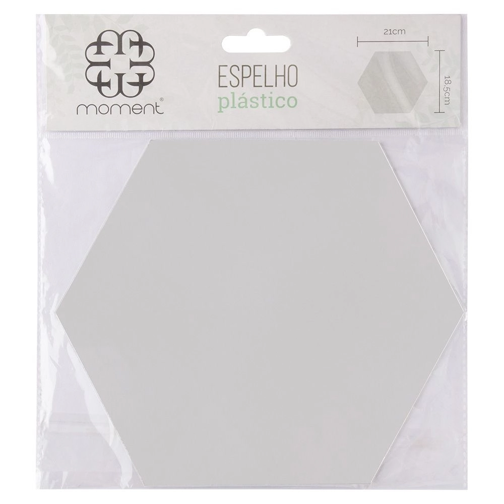 Espelho Adesivo Hexagonal Plastico 21x18.56x0.1cm Cb2475 Moment