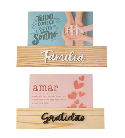 Porta Retrato Decorativo Madeira E Pvc 20cm X 4,5cm X 2,3cm