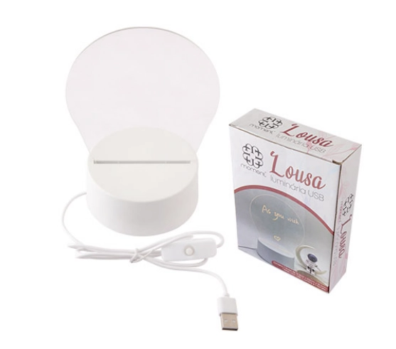 Lousa Luminaria Circulo Usb Acrilico E Abs 12,3cm X 10cm X 16,2cm