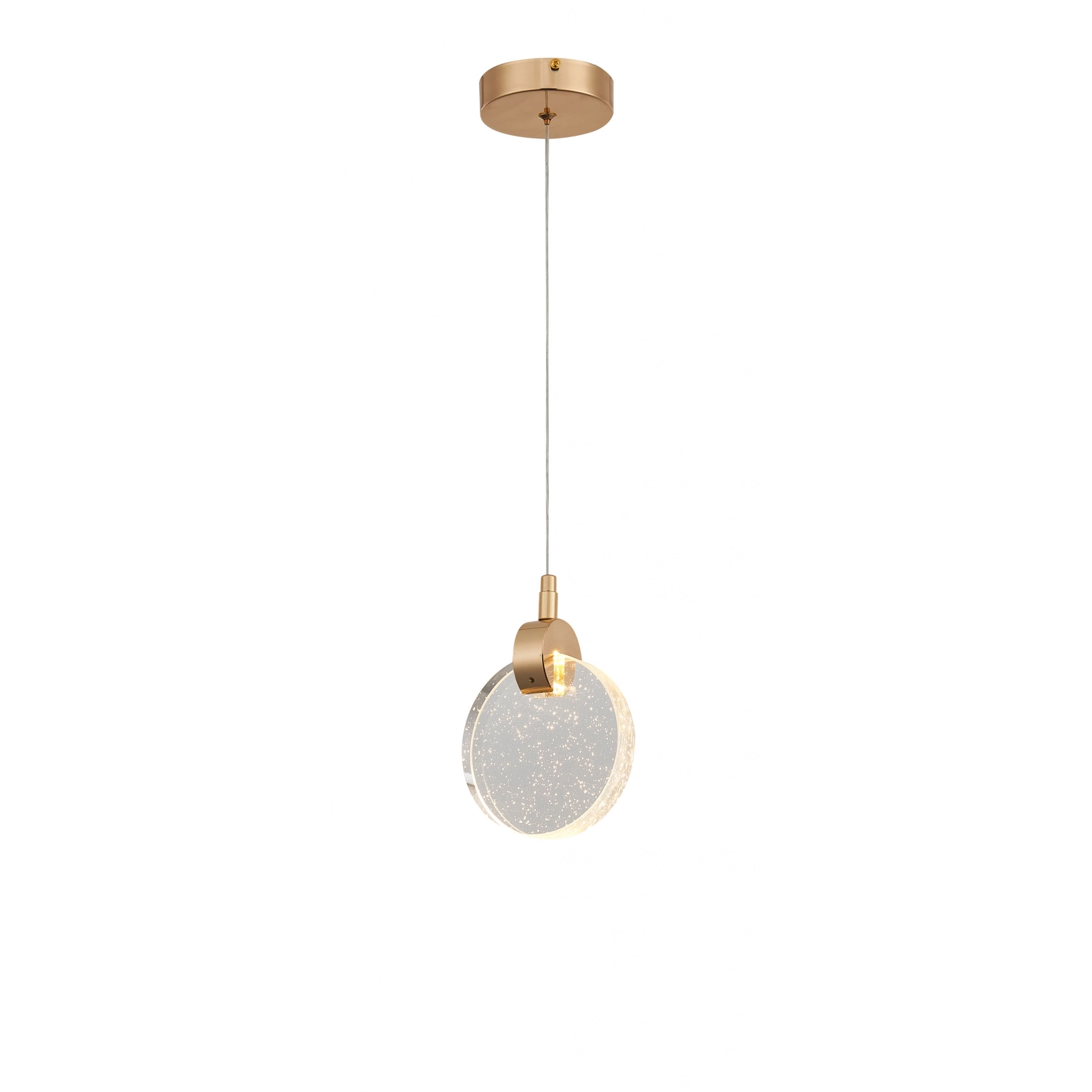Pendente Cristal Redondo Dourado 15cm Led 5w 3000k Bivolt