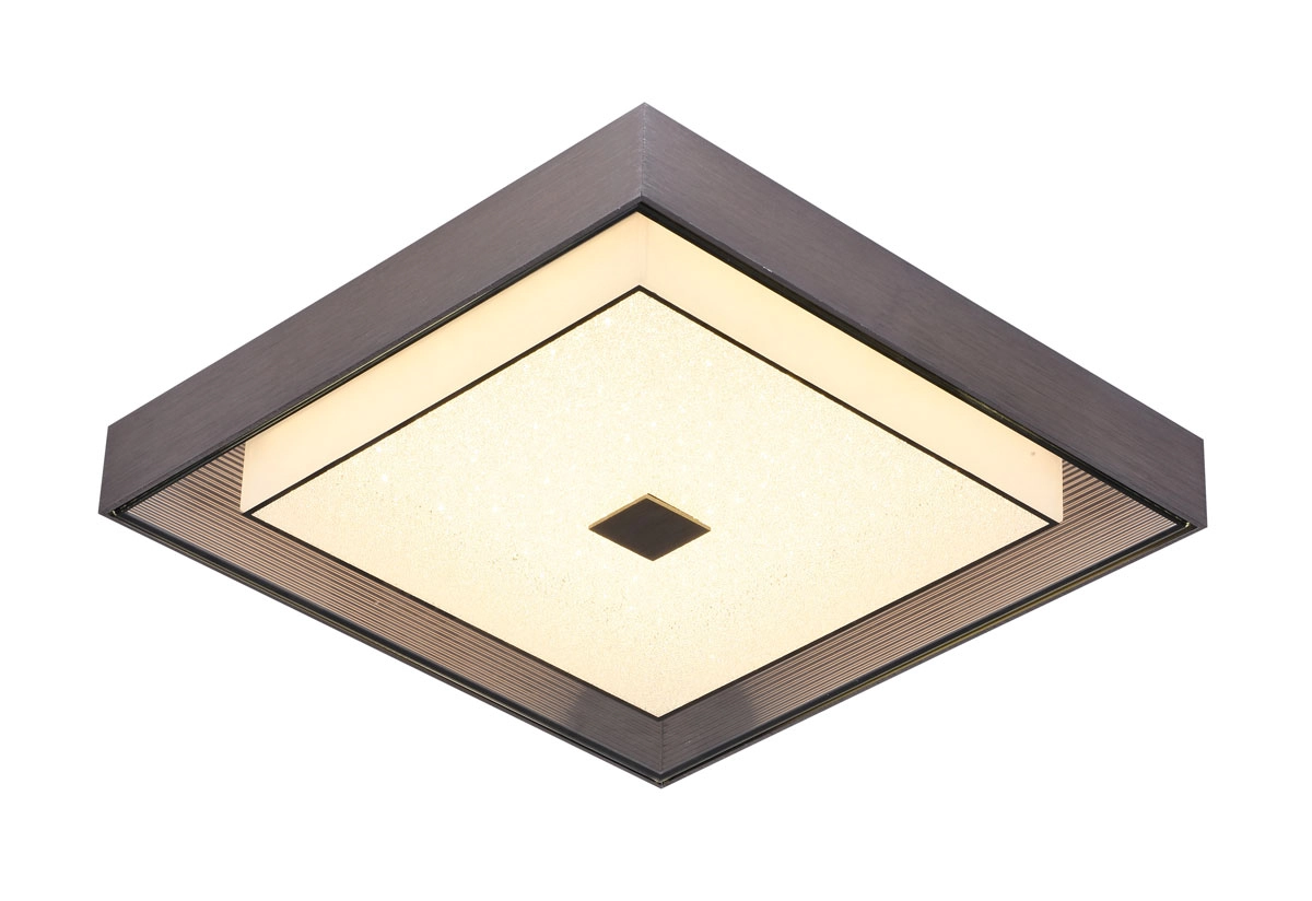 Plafon Marrom Escovado Vidro Com Mini Cristais 44cm Led 24w 3000k Bivolt