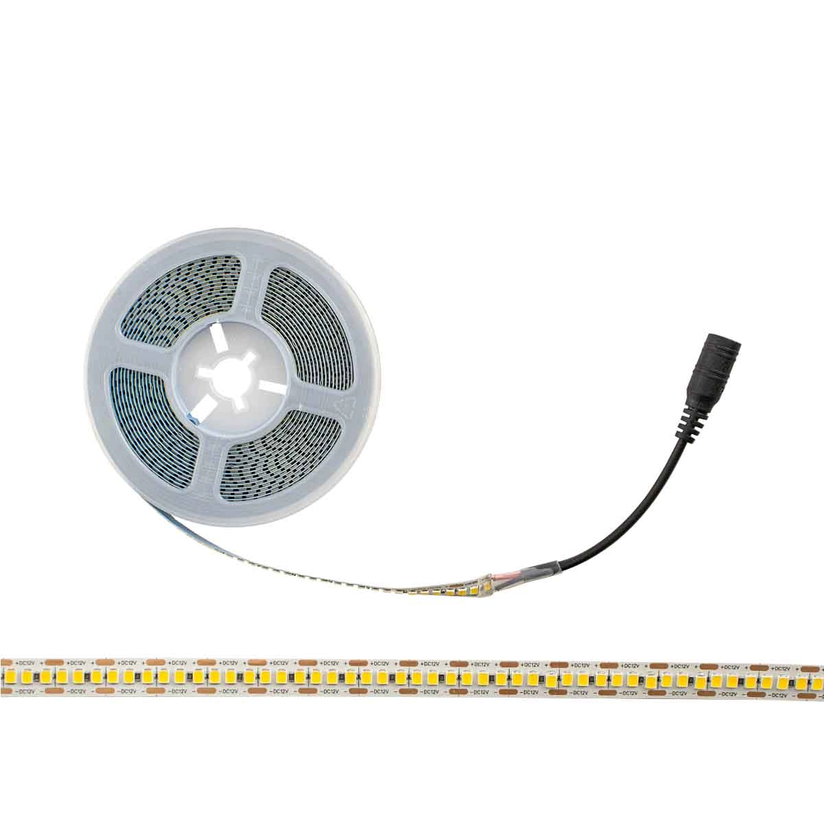 Fita Led 2835 5m 24w/m 2600lm/m 3000k Adesiva C/ Rabicho P4 Fêmea St3114