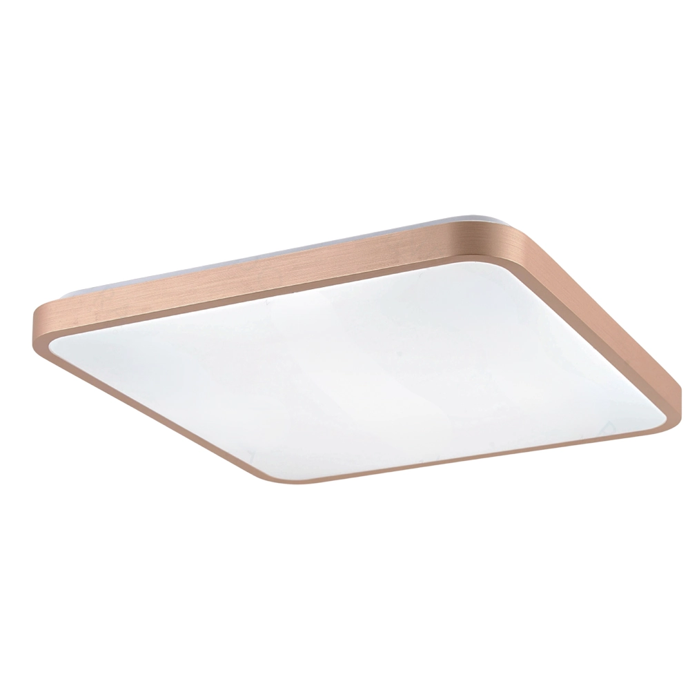 Plafon De Sobrepor Quadrado Acrilico Dourado 50cm Led 120w 3 Em 1 Bivolt
