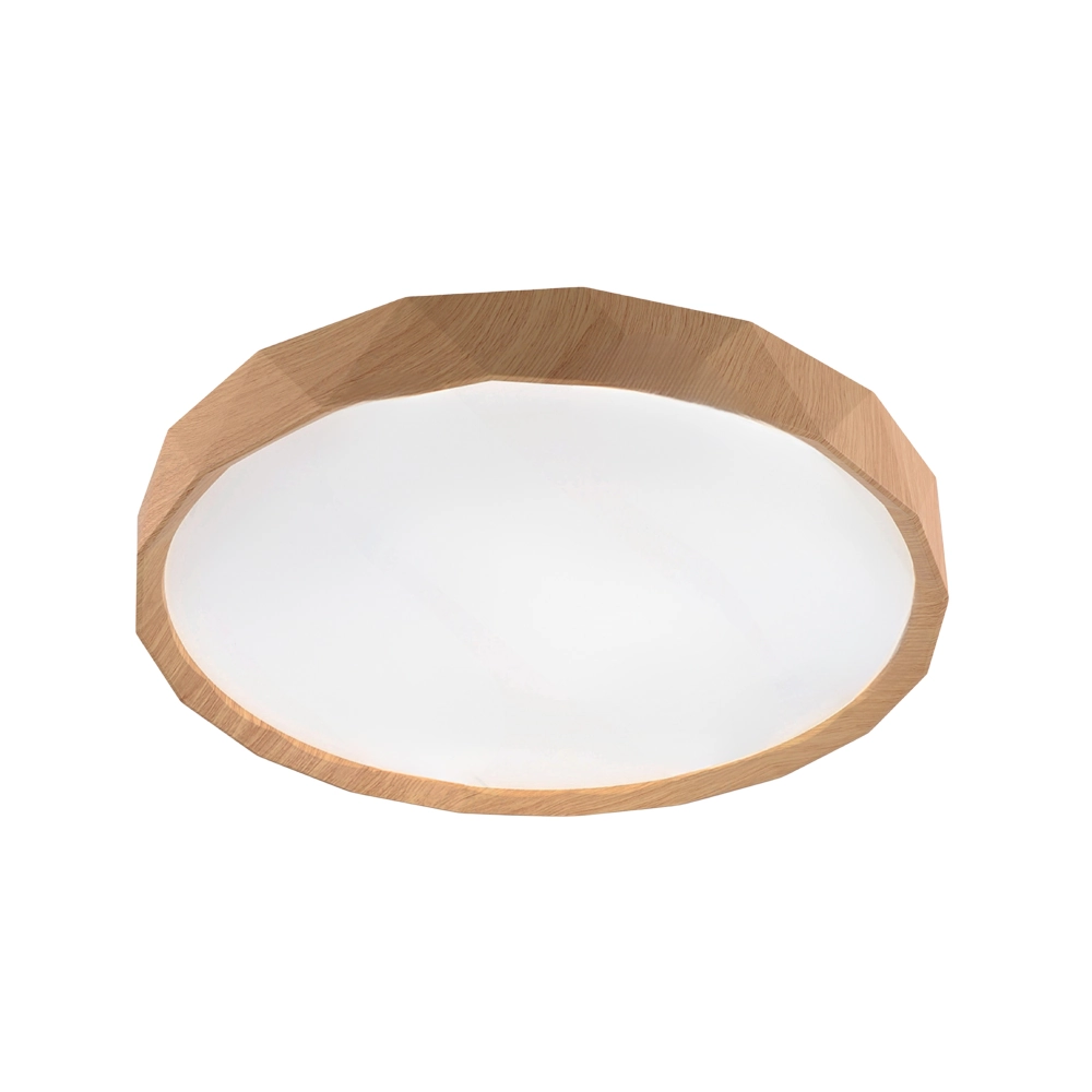 Plafon De Sobrepor Redondo Acrilico Estilo Madeira 38cm Led 60w 3 Em 1 Bivolt