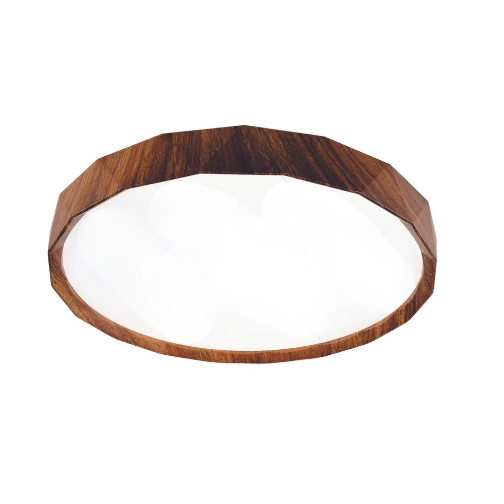Plafon De Sobrepor Redondo Acrilico Estilo Madeira Led 60w 3 Em 1 Bivolt 38cm