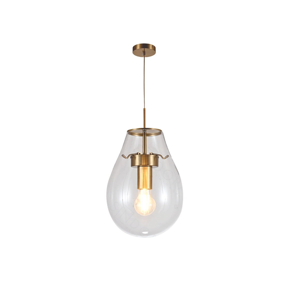 Pendente Metal Bronze Vidro Transparente 30cm 1e27